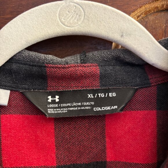 Under Armour plaid flannel shacket with grey cotton knit hood - Picture 4 of 13